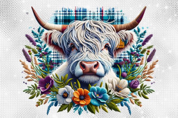 Crafting Rustic Charm with Faux Embroidered Highland Cow PNG