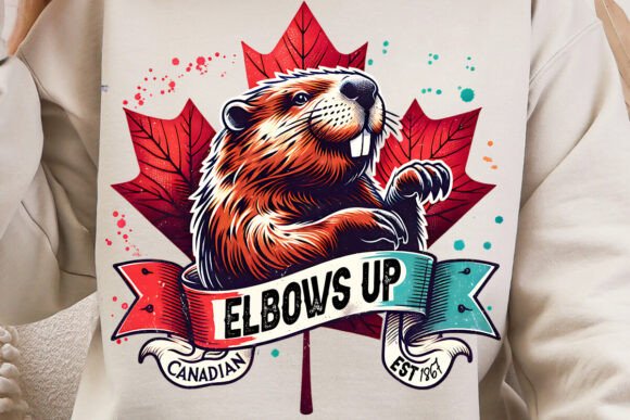 Elbows Up Canada PNG Beaver Maple Leaf: A Design Asset for Canadian Brands