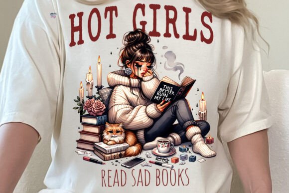 Hot Girls Read Sad Books PNG: A Design for the Dramatic Reader