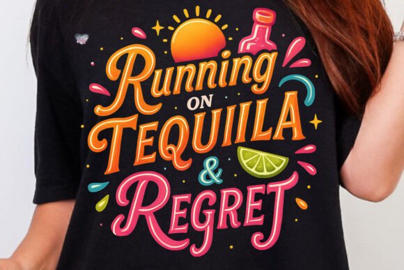 Running on Tequila & Regret: A Retro Party PNG for Bold Designs