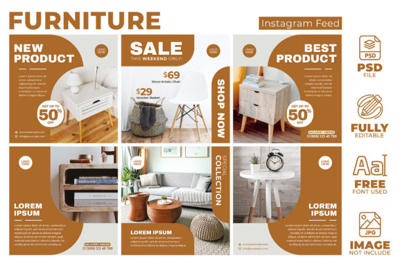 Transform Your Social Media: The Furniture #01 Instagram Feeds Pack