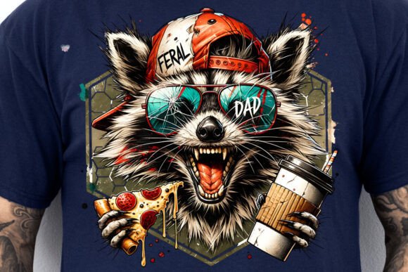 Unleash Wild Humor: The Feral Raccoon Rad Dad PNG